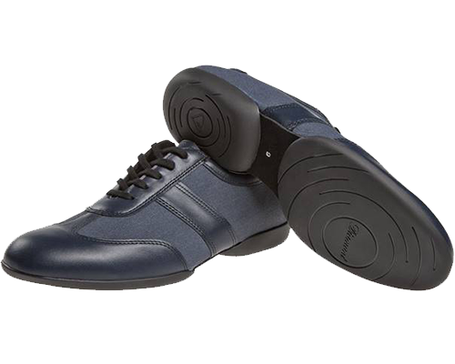 Model 123-325-565<br>Men's Dance Sneaker made of navy blue nappa leather with navy blue textile.<br>Comes in H width, can be worn indoor/outdoor for fitness or dance.